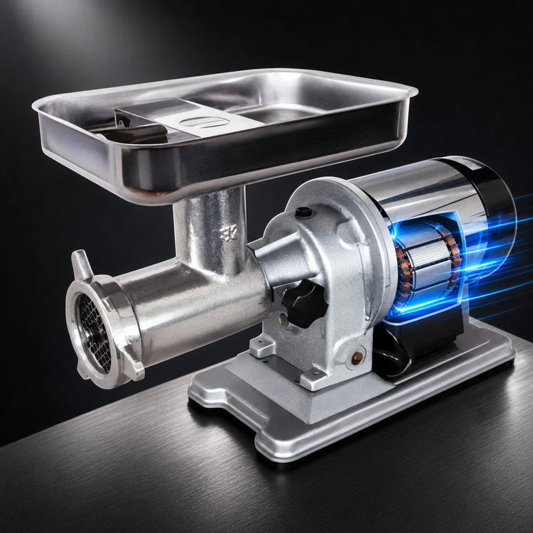 Product image #4 for Omcan Elite Series #32 Heavy-Duty Commercial Bench Electric Meat Grinder, 1.5 HP, Polished Aluminum, 110V