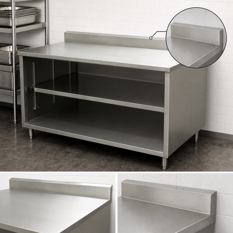 Product image #4 for BK Resources Stainless Steel Chef Table with Open Front Cabinet Base and 5-Inch Riser, 60 x 24 Inches