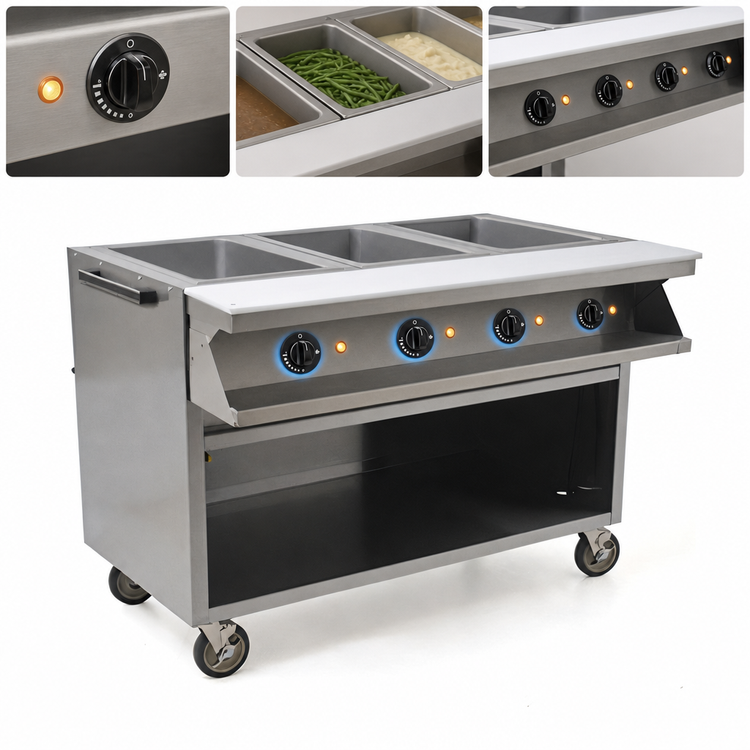 Product image #4 for Spec-Master SPHT4CB-240 4-Well Electric Mobile Sealed Hot Food Table with AutoFill
