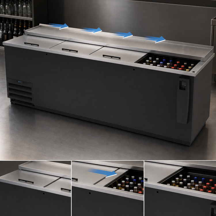 Product image #4 for Beverage-Air Frosty Brew 95-Inch Black Horizontal Deep Well Bottle Cooler, 28.63 Cu. Ft., Self-Contained R290