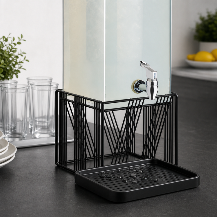 Product image #4 for Portland 3 Gallon Square Acrylic Beverage Dispenser with Ice Chamber, Drip Tray and Spigot, Black