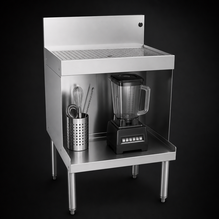 Product image #4 for Glastender DBSA-24 Underbar Stainless Steel Blender Station with Drainboard Top, 24 Inch x 24 Inch