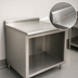 Thumbnail image #4 for Advance Tabco 72-Inch x 36-Inch 14-Gauge 304 Stainless Steel Work Table with Open Front Cabinet Base and 1-1/2-Inch Rear Up-Turn