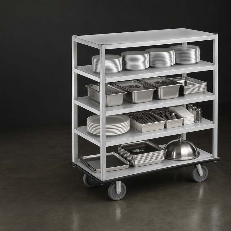 Product image #4 for Channel Manufacturing Queen Mary 4-Shelf Aluminum Banquet / Utility Cart, 62 x 28 x 66 Inches