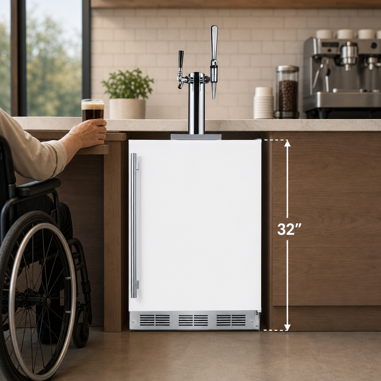 Product image #5 for Summit Appliance 24-Inch Wide ADA-Height Coffee Kegerator with Dual Tap Tower, Flat and Nitro Dispense, White
