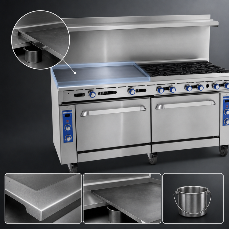 Product image #4 for Imperial Pro Series 72-Inch Gas Restaurant Range with 6 Open Burners, 36-Inch Griddle, 1 Convection Oven, and 1 Standard Oven