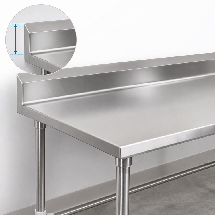 Product image #4 for John Boos Stallion 84 Inch x 24 Inch Stainless Steel Work Table with 5 Inch Backsplash and Safety Edge