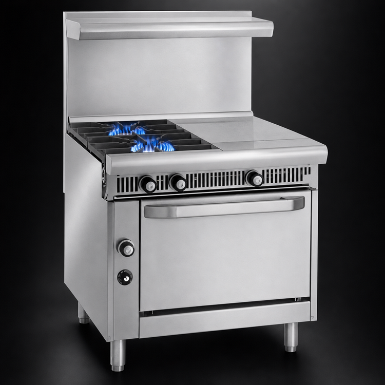 Product image #4 for Imperial Spec Series Heavy Duty 36-Inch Modular Gas Range with 2 Open Burners and 2 Hot Tops