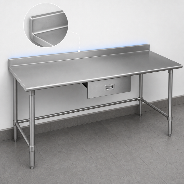 Product image #4 for Deluxe Series 144-Inch x 36-Inch Stainless Steel Work Table with Rear Upturn and Tubular Base