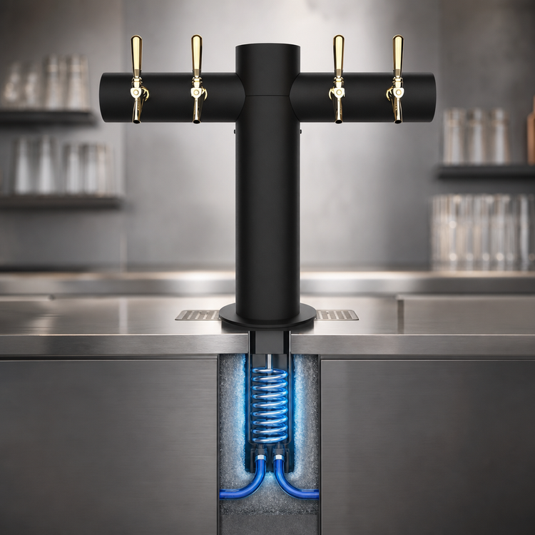 Product image #4 for Micro Matic Metropolis T-Style 4-Faucet Glycol-Cooled Beer Tower, Matte Black