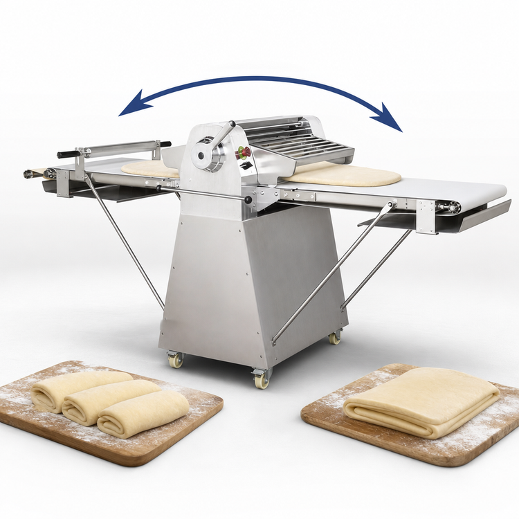 Product image #4 for Omcan Stainless Steel Floor Model Reversible Dough Sheeter, 20.5-Inch Rollers, 220V