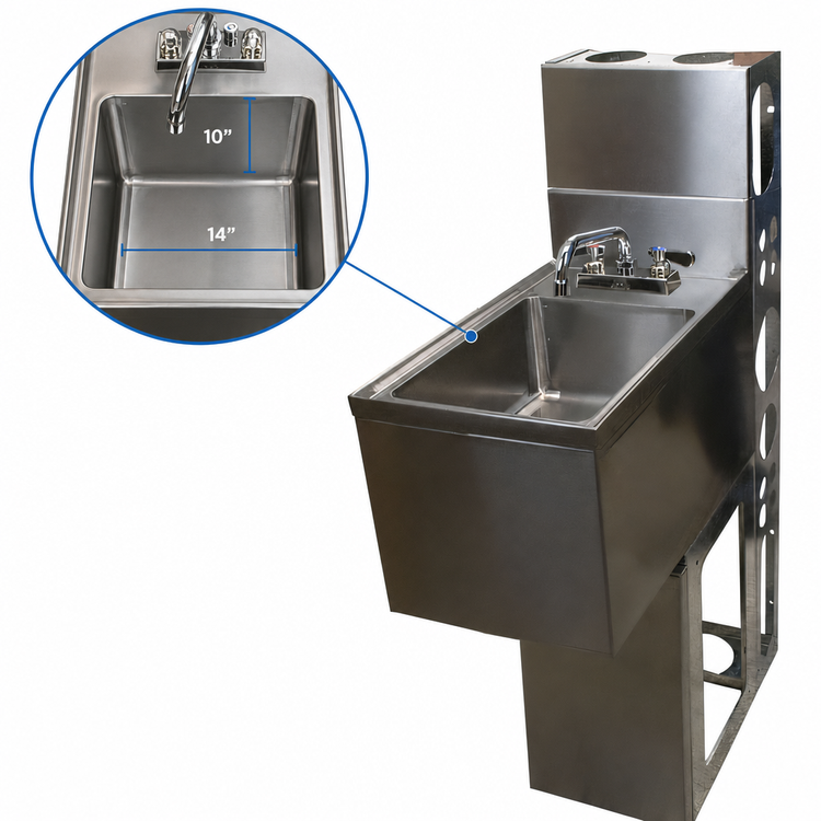 Product image #4 for BK Resources 14-1/2-Inch Wide Underbar Dump Sink with 10-Inch x 14-Inch Bowl, 4-Inch Backsplash, and Faucet