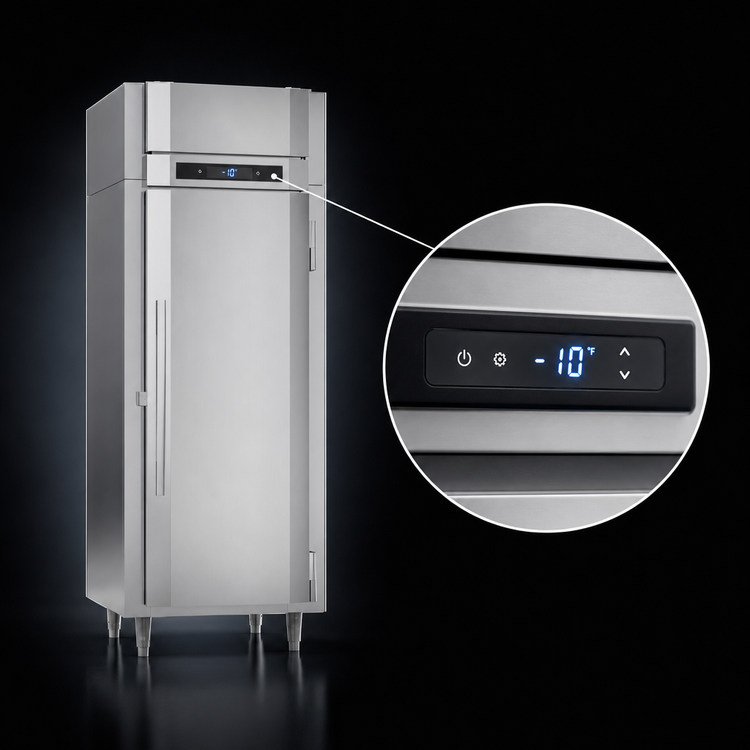 Product image #4 for Victory UltraSpec™ One-Section Shallow Depth Self-Contained Reach-In Freezer with Solid Hinged Door, 20.15 Cu. Ft.