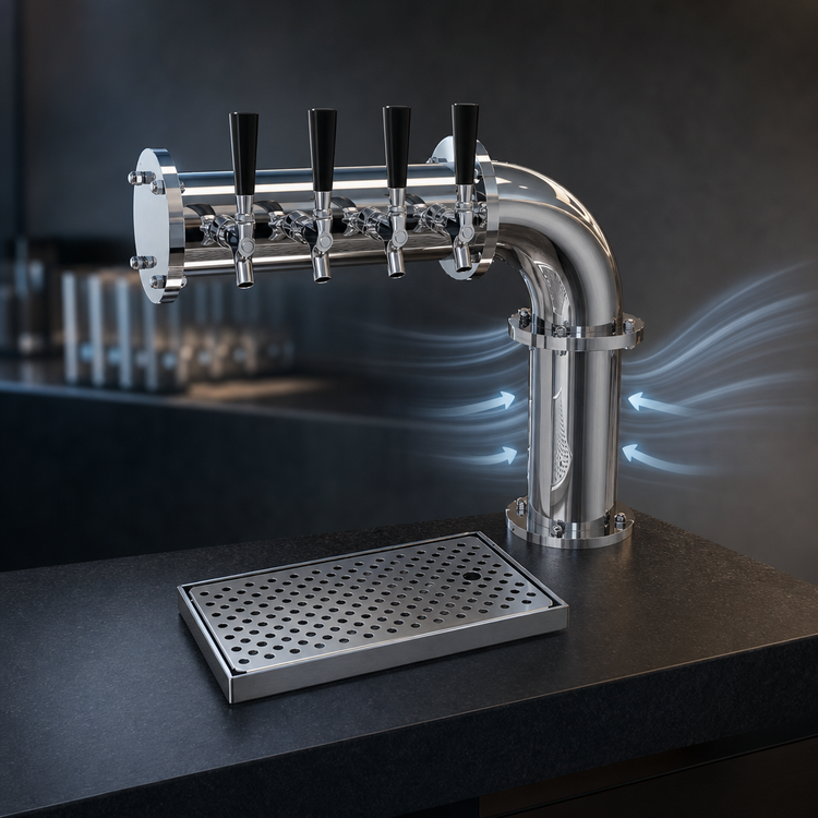 Product image #5 for Pipe Cantilever Countertop Air-Cooled Draft Dispensing Tower with 4 Faucets