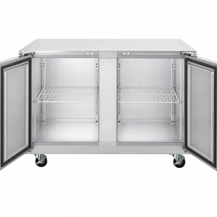 Product image #4 for Traulsen Dealer's Choice 48-Inch Two-Section Compact Undercounter Freezer with Solid Doors, Left/Left Hinging, Stainless Steel Back