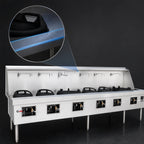 Thumbnail image #4 for Town Equipment York YF-6-STD 6-Chamber Gas Wok Range with Water-Cooled Top, Chinese Swing Faucets and Knee L Lever