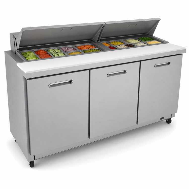 Product image #5 for Kelvinator Commercial 71-11/16-Inch Three-Section Refrigerated Sandwich/Salad Prep Table, 18 1/6 GN Pan Capacity