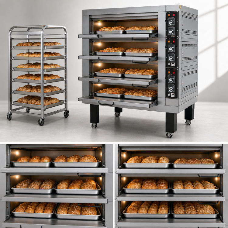 Product image #4 for BakeMax Four-Deck Electric Artisan Stone Deck Oven, 12 Pan Capacity, 220V/3-Phase