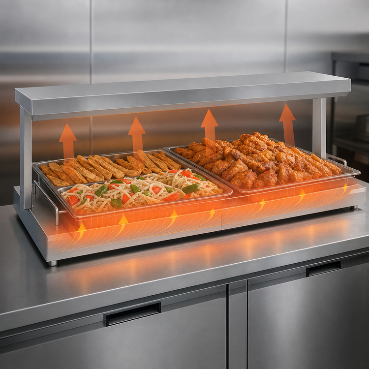 Product image #4 for Hatco Glo-Ray® 66-Inch Freestanding Heated Shelf, 12-Inch Deep, Stainless Steel Top