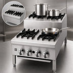 Thumbnail image #4 for Jade Range (Middleby) Supreme JHPE-3-436-F 36-Inch Gas Step-Up Hotplate with 7 Open Burners and Undershelf