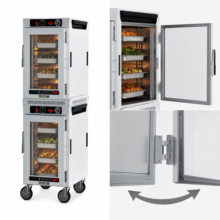 Product image #5 for Metro HotBlox Narrow 16-Pan Dual Cavity Mobile Heated Holding Cabinet with Clear Doors and Analog Controls