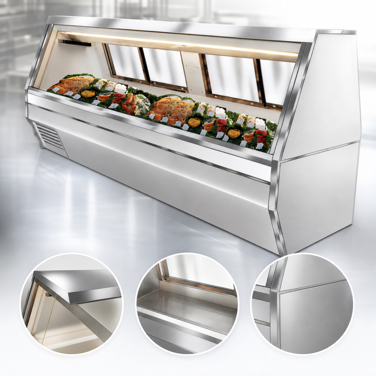 Product image #4 for Howard-McCray 35 Series Double Duty Remote Fish and Poultry Refrigerated Display Case, 95 Inch, Stainless Steel, LED