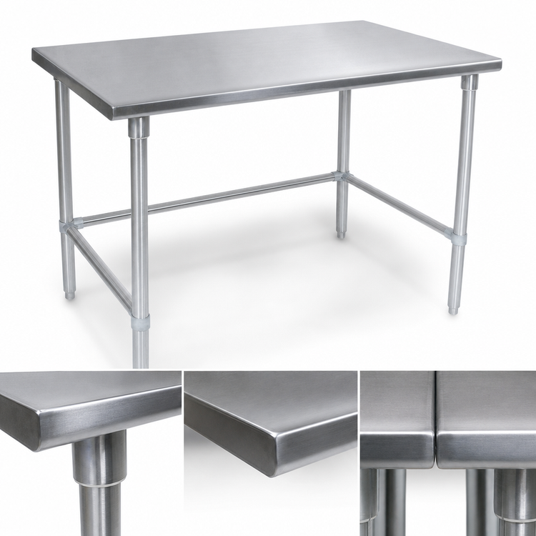 Product image #4 for John Boos Stallion 108-Inch x 30-Inch 14-Gauge 300-Series Stainless Steel Flat Top Work Table with Galvanized Base