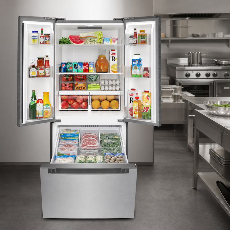Product image #5 for KoolMore 18.5 Cu. Ft. Stainless Steel French Door Reach-In Refrigerator with Bottom Freezer