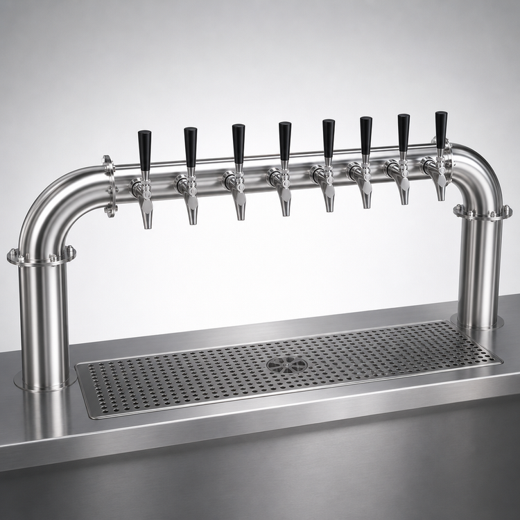 Product image #4 for Krowne Pass-Through Pipe Beer Tower, 8-Faucet Capacity, Air-Cooled, Brushed Stainless Steel, 45-Inch Length