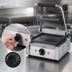 Thumbnail image #5 for Admiral Craft SG-811/F Single Countertop Electric Panini Press with Smooth Cast Iron Plates and Manual Thermostat