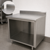 Thumbnail image #4 for Advance Tabco 84-Inch x 24-Inch Open Front Cabinet Base Work Table with 5-Inch Backsplash, 14-Gauge 304 Stainless Steel Top