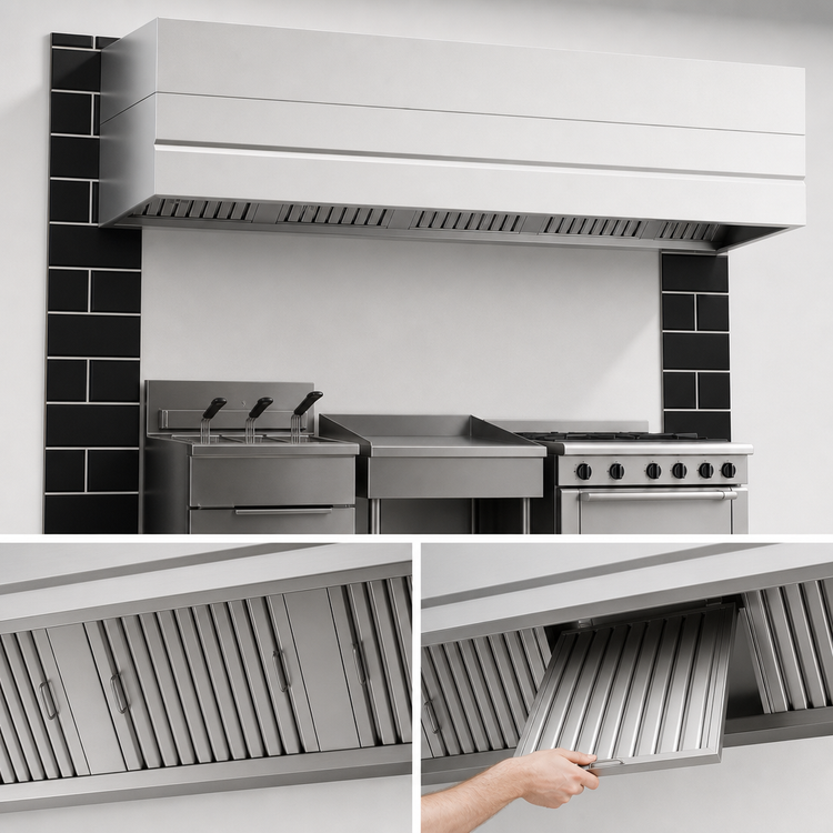 Product image #5 for Avtec SimpleSpec Type I Wall-Mounted Box Canopy Hood, 144 x 60 x 24 Inches, 430 Stainless Steel