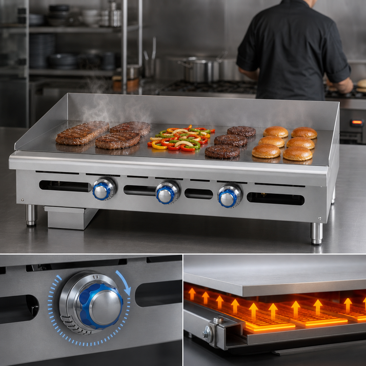 Product image #4 for Imperial ITG-72 72-Inch Countertop Gas Griddle with Thermostatic Controls and 24-Inch Deep Polished Steel Plate