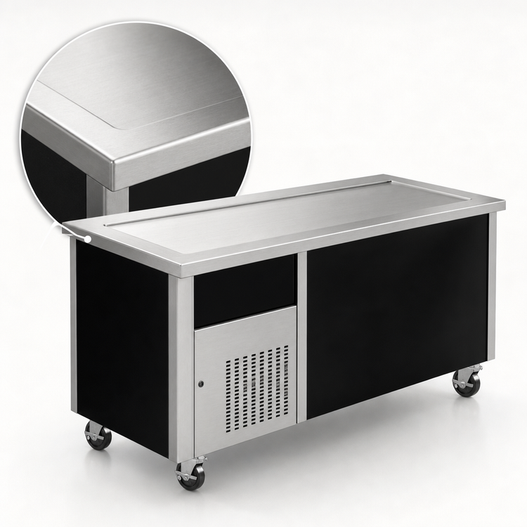 Product image #4 for Randell 86-Inch Mobile Modular Open Base Frost Top Serving Station, Self-Contained R-290 Refrigerated, 1/4 HP