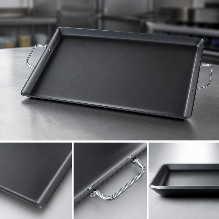 Product image #4 for Teflon Xtra Small Rectangular Aluminum Non-Stick Griddle with Wire Loop Handle