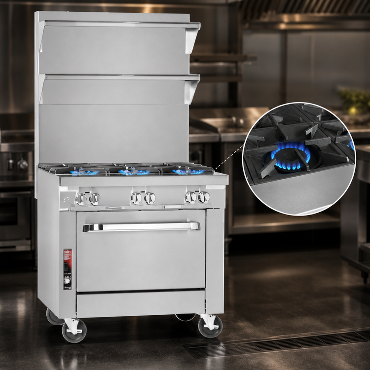 Product image #4 for Southbend Platinum 36-Inch Heavy Duty Gas Sectional Range with Three 12-Inch Uniform Hot Tops and Cabinet Base