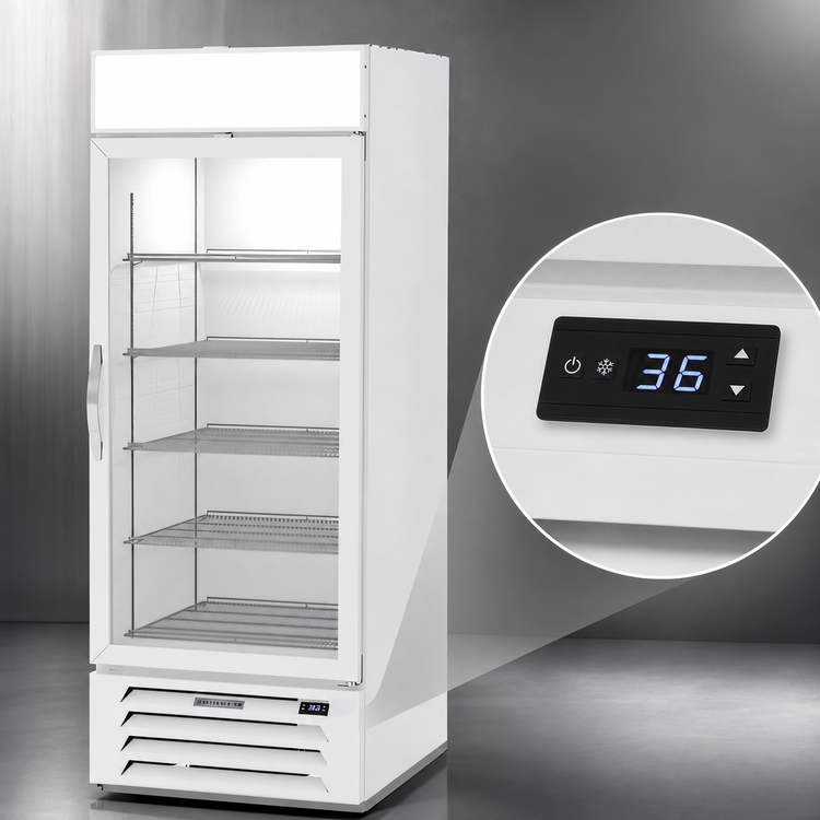 Product image #4 for Beverage Air MarketMax 30-Inch One-Section Reach-In Glass Door Merchandiser Refrigerator, 25.97 Cu. Ft., White, Bottom Mount