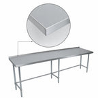 Thumbnail image #4 for BK Resources SVTROB-1884 84 x 18 Inch Open-Base Stainless Steel Work Table with 1-1/2 Inch Rear Riser