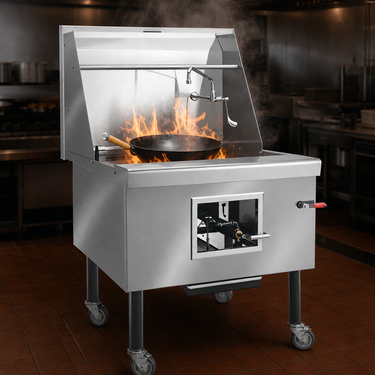 Product image #4 for Imperial 174-Inch 6-Burner Gas Wok Range with Water-Cooled Top and Built-In Drain System