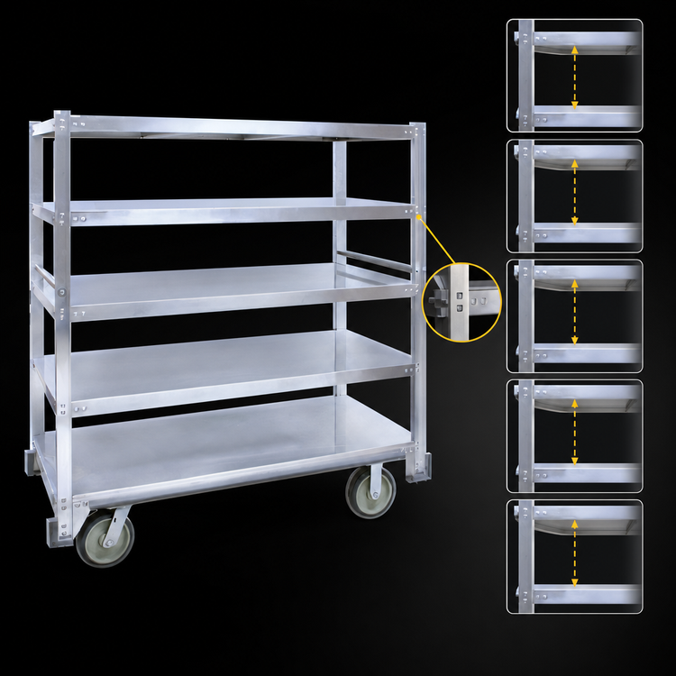 Product image #4 for Cres Cor Correctional Aluminum Queen Mary Cart with 5 Shelves