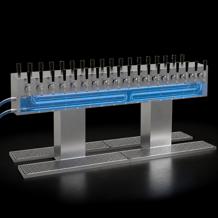 Product image #4 for Double-Sided Countertop Glycol-Cooled Draft Dispensing Tower, 36 Faucets, Stainless Steel Grainline Finish