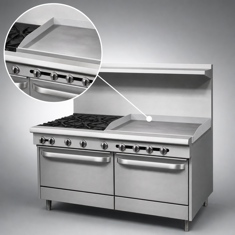 Product image #4 for Southbend S-Series 60-Inch Commercial Gas Restaurant Range with 6 Open Burners, 24-Inch Thermostatic Griddle, and 2 Cabinet Bases