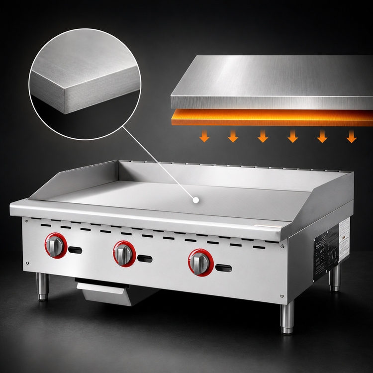 Product image #4 for Omcan USA 36-Inch Countertop Natural Gas Griddle with 3 Burners