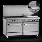 Thumbnail image #4 for Southbend (Middleby) Ultimate 4607CC-2RR 60-Inch Gas Restaurant Range with 4 Open Burners, 24-Inch Raised Griddle/Broiler, 2 Cabinet Bases