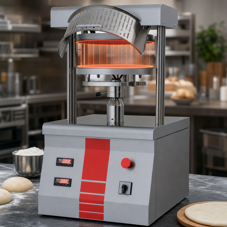 Product image #4 for Omcan Automatic Electric Pizza Dough Shaping Machine with 17.7-Inch Heated Upper and Lower Platens