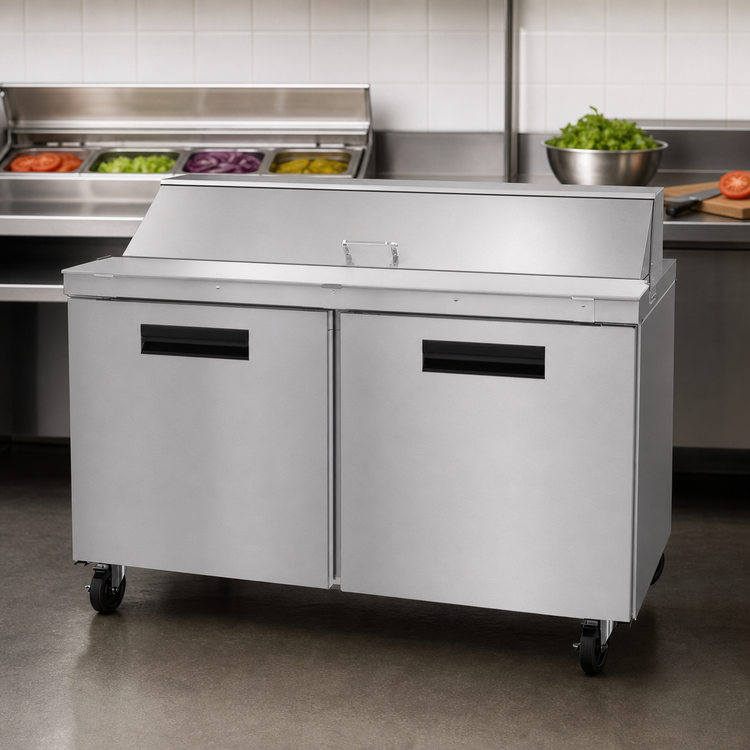 Product image #4 for Hoshizaki Steelheart SR60B-16 60-Inch Two-Section Sandwich Top Prep Refrigerator with 16-Pan Rail