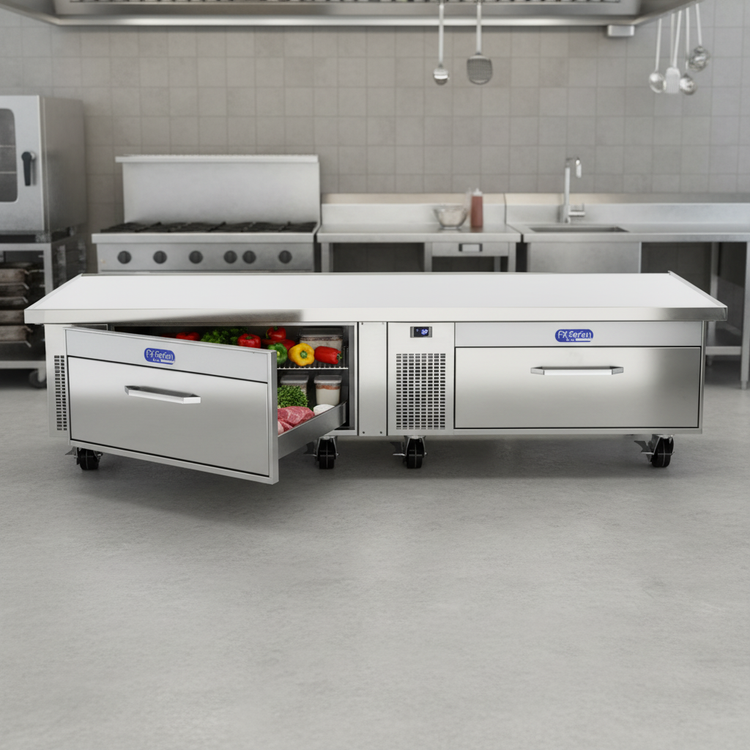Product image #3 for Randell FX-2CS-290 96-Inch Flexible Refrigerator/Freezer Chef Stand with 2 Drawers