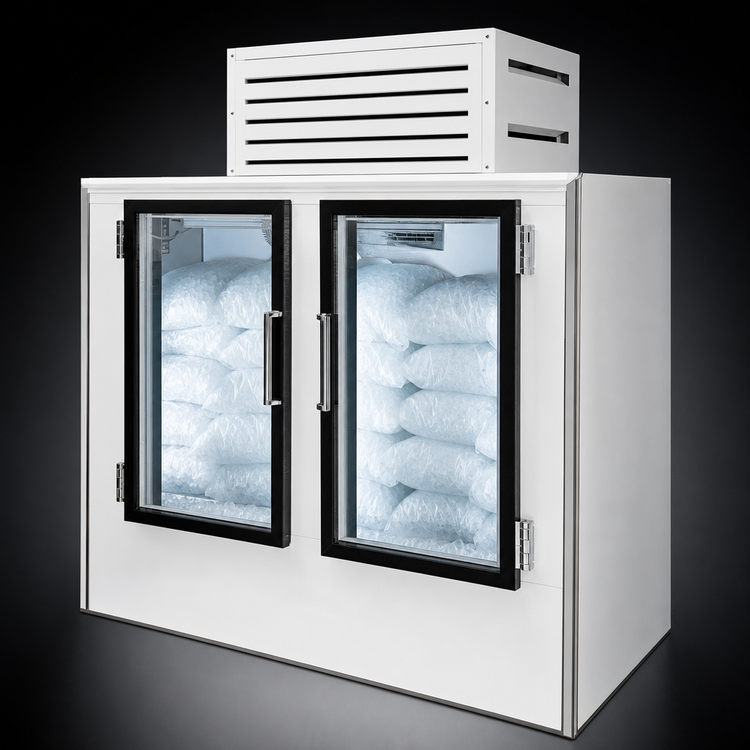 Product image #4 for Fogel Indoor Bagged Ice Merchandiser, 60 Cu. Ft., 2 Glass Doors, Top-Mounted Self-Contained Refrigeration