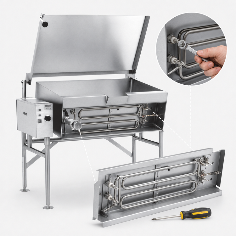 Product image #4 for AccuTemp Edge Series 40-Gallon Electric Tilting Skillet with Open Frame Stand