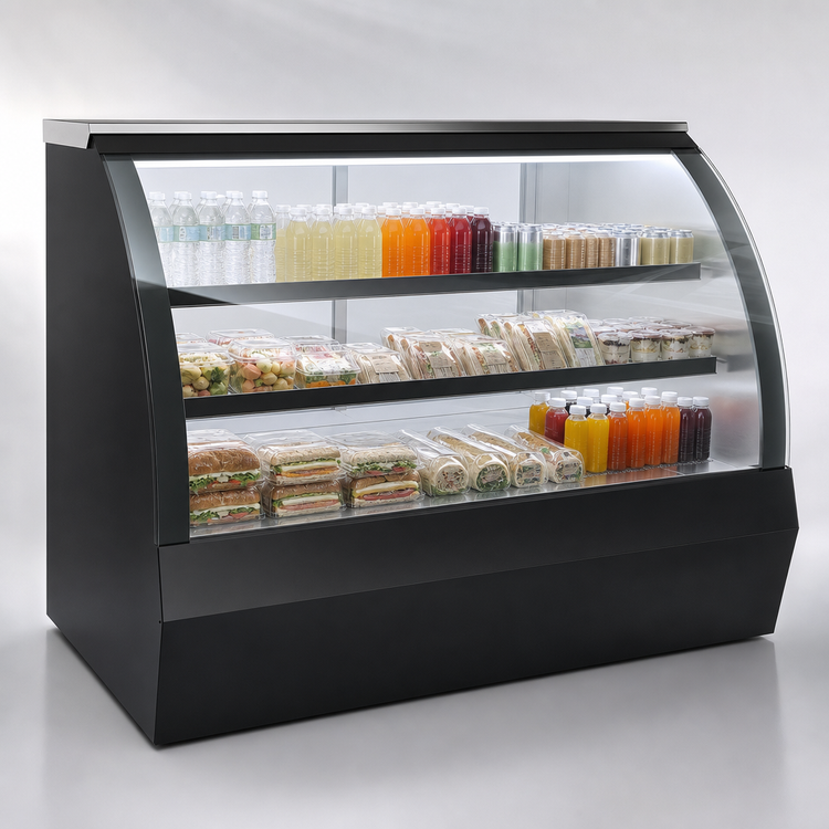 Product image #4 for Beverage-Air 60.25-Inch Dry Deli Display Case with Curved Glass, Sliding Rear Doors, 17 Cu. Ft., Black Exterior